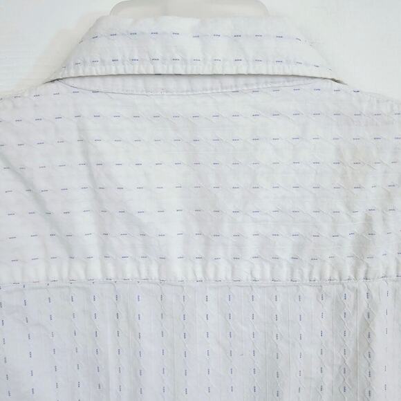 Machine Men's White‎ Blue Casual Button-Down Shirt Short Sleeves Small Summer - Picture 6 of 6